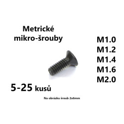 MS2 - Metrické mikro-šrouby pro modelářství, průměr 1,0-3,0mm, 5-25ks